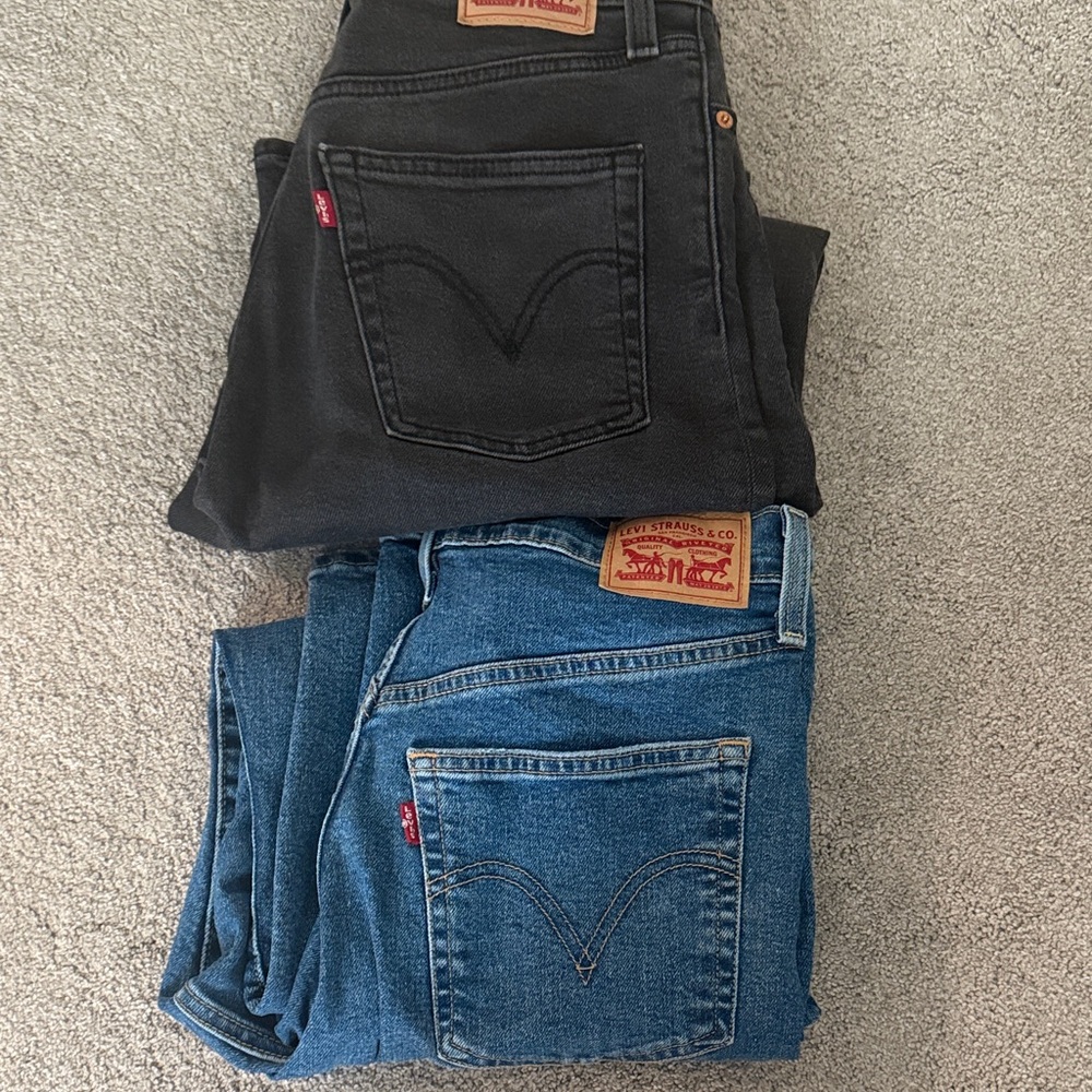Levi's Black and Blue Denim Jeans - RibCage Straight Ankle Duo
